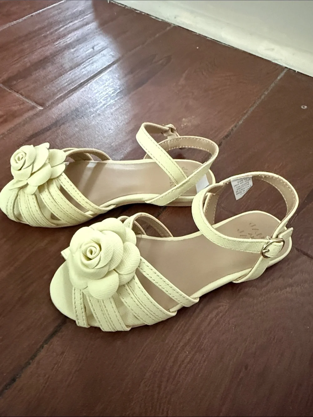 Janie and Jack Cream Floral Strap Sandals